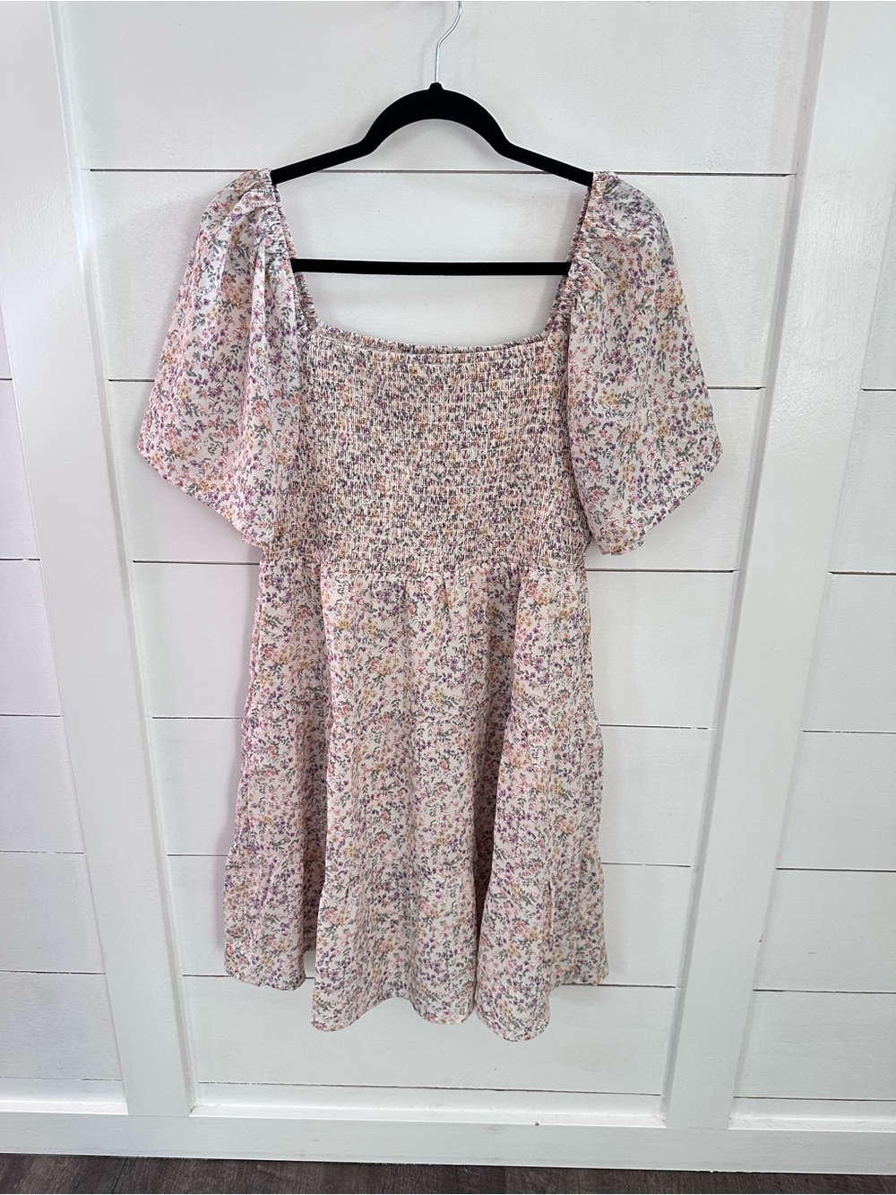 NEW Baltic Born XL Idera Smocked Cream Ditzy floral smocked bodice midi dress - Picture 2 of 10